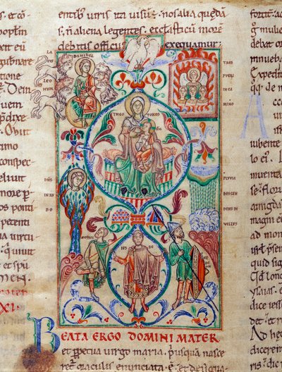 Arbre de Jessé entourant des symboles de virginité. La Vierge est désignée par le nom byzantin de Theotokos. Miniature tirée du « Lectionnaire de Cîteaux » 12e siècle - Unknown artist