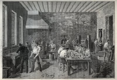 Bijouterie : usine de bijoux en acier. Gravure de 1885 dans "Les arts et métiers illustrés" par Adolphe Bitard. - Unknown artist