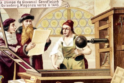 Johannes Gensfleisch Gutenberg (1400-1468). vers 1440. Chromolithographie du 19ème siècle - Unknown artist