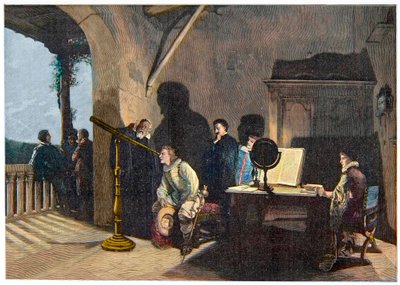John Milton (1608-1674) visitant Galileo Galilei lors de la tournée italienne de Milton en 1638-1639. gravure - Unknown artist