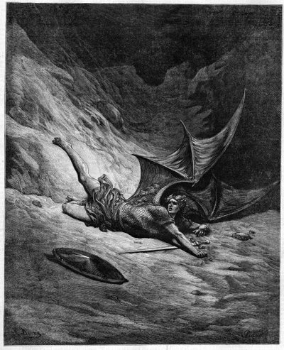 Le Paradis perdu de John Milton (1608-1674). Satan précipité dans l