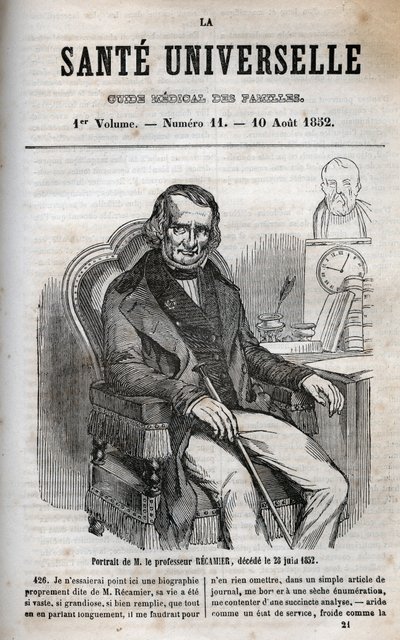 Joseph Claude Anthelme Récamier (1774-1852), chirurgien français - gravure dans « La Santé Universelle - Guide Médical des Familles » 1852 - Unknown artist