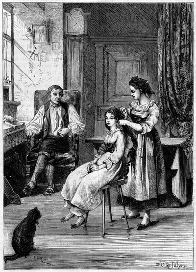 Josué Heilmann (1796-1848), inventeur français, observe ses filles se coiffer. Il s