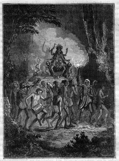 Voyage en Inde par Victor Jacquemont, pendant les années 1828-1832 procession de la déesse Kali (déesse de la destruction) - Gravure dans Histoire pittoresque des grands voyages au XIXe siècle. 1877 - Unknown artist