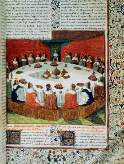 Le roi Arthur et les chevaliers de la Table ronde assistant à l