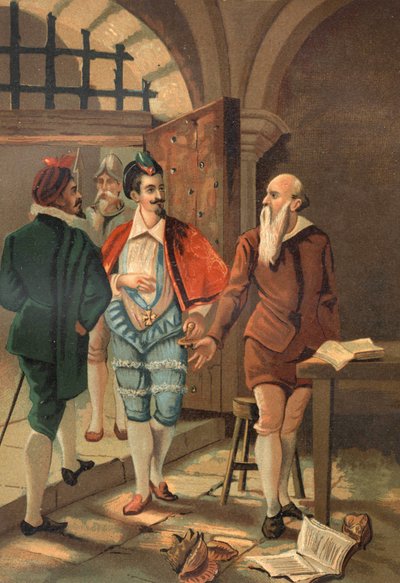 Le roi Henri III avec Bernard Palissy (1510 - 1589). Chromolithographie de la fin du XIXe siècle. d