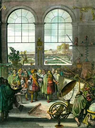 Le roi Louis XIV (1638-1715) visite le site, en arrière-plan l