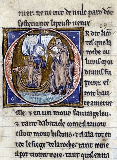 Roi Modreius. Manuscrit : Conquête du Saint Graal, écrit 717 ans après la passion de notre seigneur. Bibliothèque municipale de Rennes, ms. 255 (Collection de romans de la Table Ronde); Paris - Unknown artist