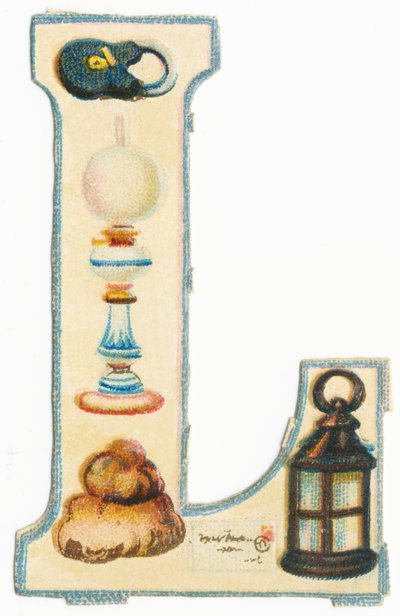 L : serrure, lampe, beaucoup de, lettre, lanterne - Unknown artist