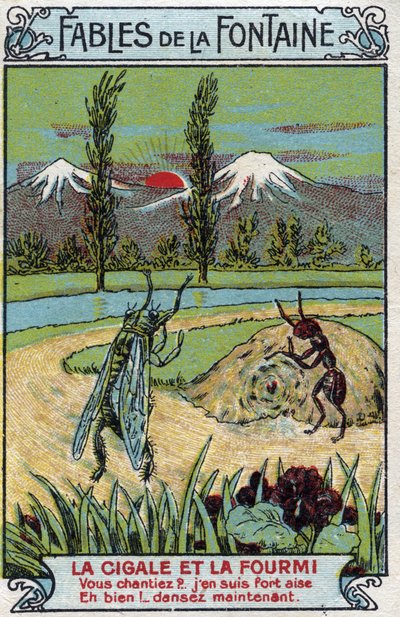 La Cigale et la Fourmi - Fables de Jean de La Fontaine (1621-95) - Chromolithographie de la fin du XIXe siècle Collection privée - Unknown artist
