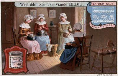 Atelier de dentelle, Valenciennes, publicité Liebig vers 1895 - Unknown artist
