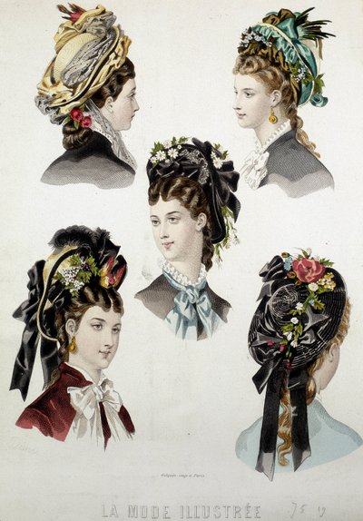 Coiffures de dames - gravure, fin du XIXe siècle - Unknown artist