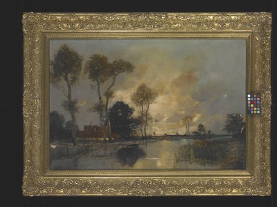 Paysage avec cottage et ruisseau - Unknown artist