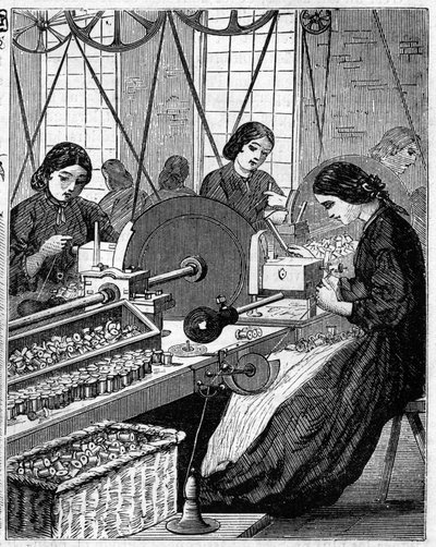 Grandes industries anglaises : filature de coton de Walter Evans en Angleterre en 1863. Enroulement de fil - Unknown artist
