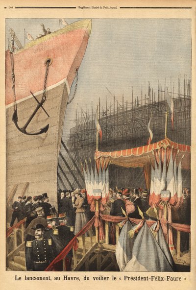 Lancement du voilier "Président Félix Faure", le 3 février, au Havre, parrainé par Lucie Faure, la fille du chef de l