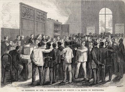 Le Plébiscite de 1870, comptage des votes à la mairie de Montmartre. - Unknown artist