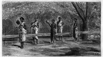 Le tissage dans les Indes : préparation des fils de la chaîne (opération de l