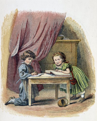 Lecture des enfants - dans « Les jeux des enfants », éd. Londres, George Routledge and Sons, fin du 19e siècle - Unknown artist