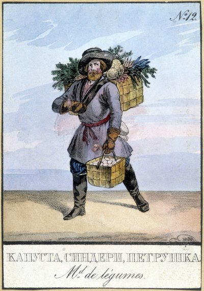 Marchand de légumes en Russie au 19ème siècle - Unknown artist