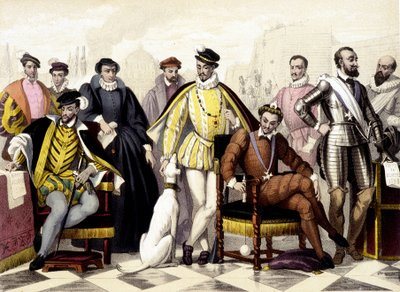 Les Valois - De 1547 à 1589. Henri II, Catherine de Médicis (Caterina de Medici), Charles IX, Henri III, Henri IV. Gravure du 19e siècle - Unknown artist