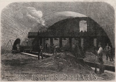 Les égouts de Paris : la grande chambre et les ateliers de forge pont Notre-Dame - Gravure dans « Le Monde Illustré » - Unknown artist
