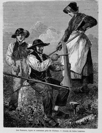 Les faneurs, types et costumes près de Thiézac, en Auvergne - dans «Le tour du monde» - Unknown artist