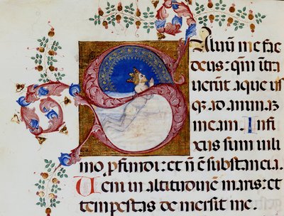 Lettrine S : David dans la lumière profonde - Antiphonaire du 15ème siècle. Bibliothèque Municipale de Rimini - Unknown artist