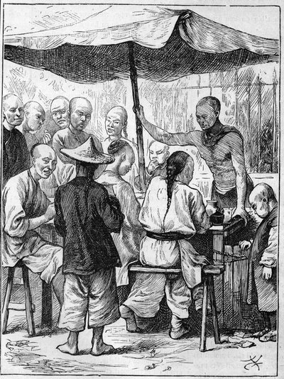La vie en Chine au XIXe siècle : Restauration en plein air. - Unknown artist