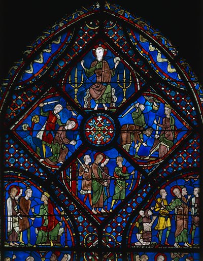 Vie de Saint Jacques le Majeur, partie supérieure de la fenêtre, vitrail (12e siècle), Cathédrale de Chartres (Liste du patrimoine mondial de l