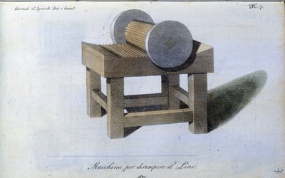 Machine à écorcer le lin. Planche tirée de « Giornale dell