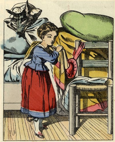 Le Petit Chaperon Rouge chez sa grand-mère. Illustration du conte « Le Petit Chaperon Rouge » de Charles Perrault - Unknown artist