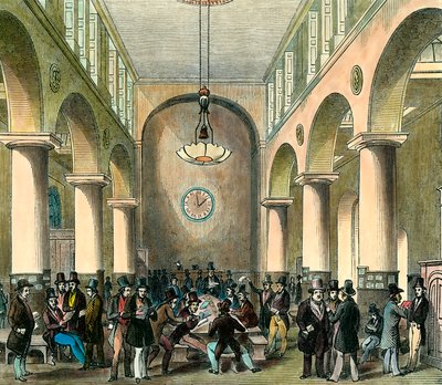 Bourse de Londres au 19e siècle. Gravure. Collection privée. - Unknown artist