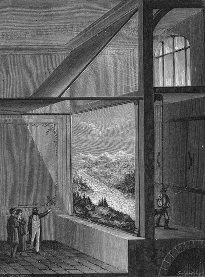 Louis Daguerre a réalisé une démonstration du diorama et du mode de changement de peinture - Unknown artist