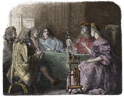 Louis XIV traitant des affaires avec ses ministres dans les appartements de Madame de Maintenon (gravure) - Unknown artist