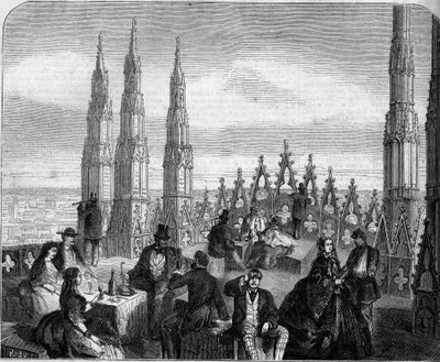 Déjeuner sur la terrasse du dôme de la cathédrale de Milan (Il Duomo). Italie. - Unknown artist