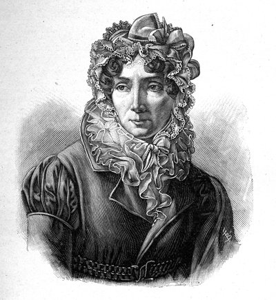 Madame de Genlis - Portrait de Stéphanie félicitant la crête de Saint Aubin (1746-1830), comtesse de Genlis, femme de lettres française - Unknown artist