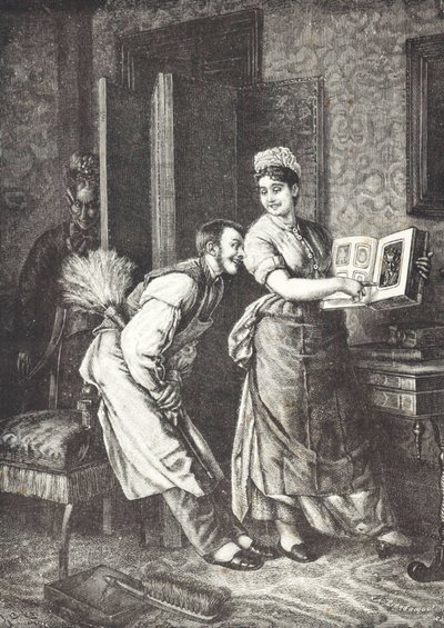 Bonne prenant des libertés et entendue par la maîtresse de maison (lithographie) - Unknown artist