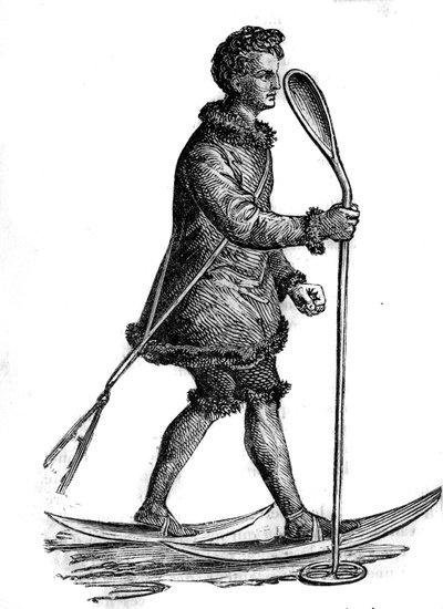 Homme en costume traditionnel khanty (khante ou ostiak) chassant l