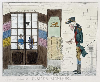 Homme sans sou devant la boutique de restauration - gravure - Unknown artist