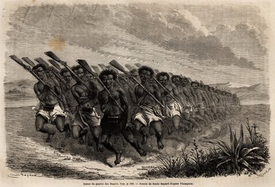 Danse de guerre maorie, dessin d