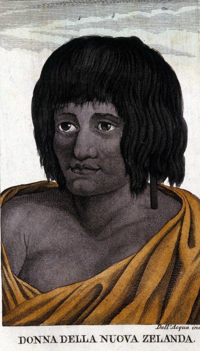 Femme maorie de Nouvelle-Zélande. Gravure du début du 19ème siècle - Unknown artist
