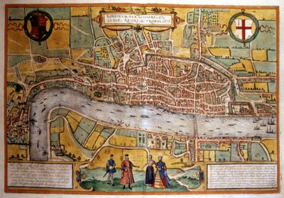 Carte de Londres au 16ème siècle. - Unknown artist