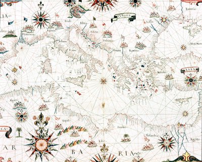 Carte de la mer Méditerranée et du littoral (détail) - Unknown artist