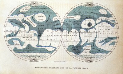 Carte de la planète Mars - dans « Astronomie populaire » par Camille Flammarion, éd. Marpon & Flammarion - Unknown artist