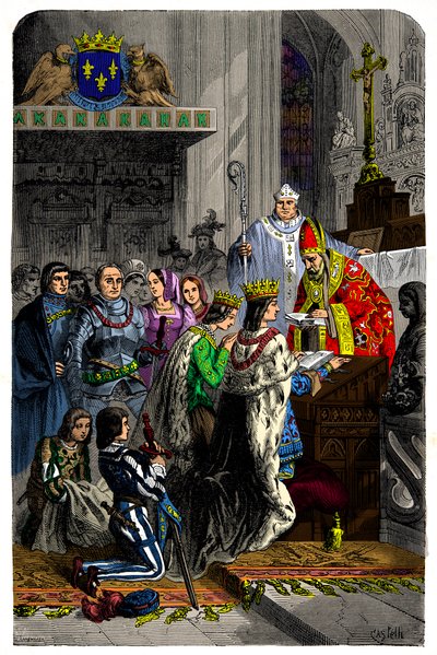 Mariage entre Charles VIII (1470-1498) et Anne de Bretagne (1477-1514) le 13 décembre 1491 au château de Langeais, Gravure XIXe siècle - Unknown artist