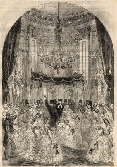 Mariage du baron Alphonse de Rothschild (1827-1905) et de Léonora de Rothschild (1837-1911). Le marié apprend à jeter un verre par terre, la dernière étape d