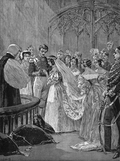 Mariage de la reine Victoria Ière (1819-1901) et du prince Albert (1819-1861), dans la chapelle royale du château de Saint James, le 10 février - Unknown artist