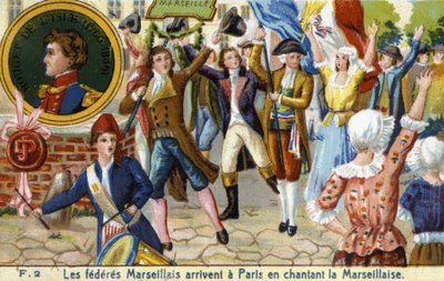 Les Fédérés de Marseille arrivent à Paris en chantant la Marseillaise - chromolithographie, fin XIXe siècle - Unknown artist