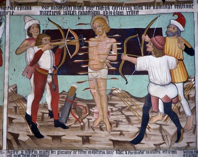 Martyr de Saint Sébastien, vie de Saint Sébastien (15ème siècle), fresques, Chapelle de Saint Sébastien, Villard-de-Lans, Rhône-Alpes, France. - Unknown artist