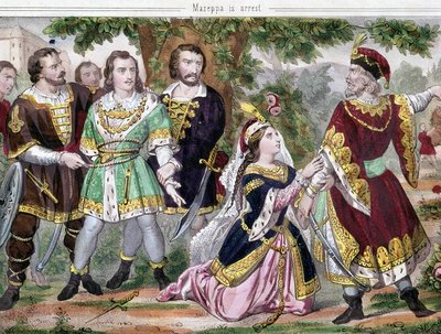 Mazeppa arrêté. Illustration pour le poème « Mazeppa » de Lord Byron publié en 1819. XIXe siècle - Unknown artist